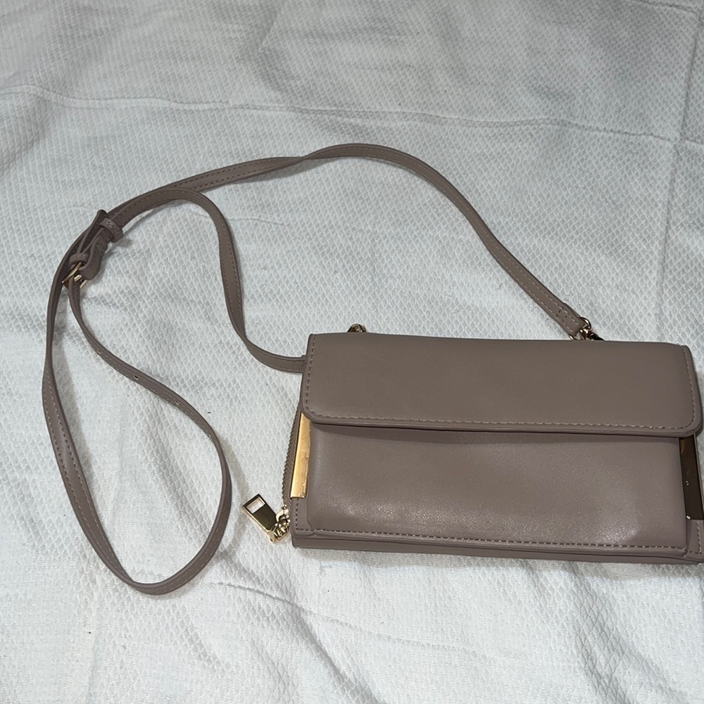 Miztique tan leather two snap-on wallet clutch bag ***$10 FINAL SALE****